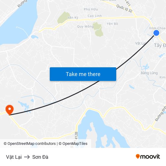 Vật Lại to Sơn Đà map