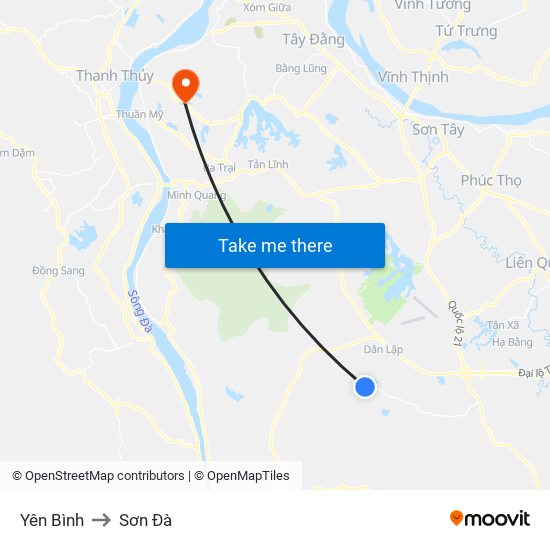 Yên Bình to Sơn Đà map