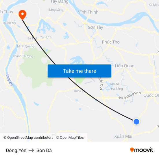 Đông Yên to Sơn Đà map