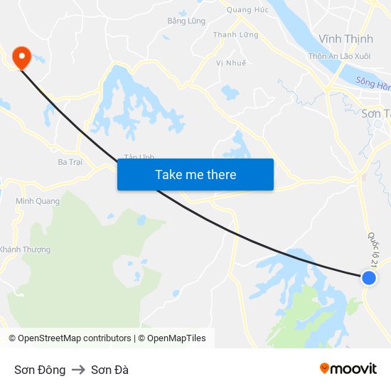 Sơn Đông to Sơn Đà map