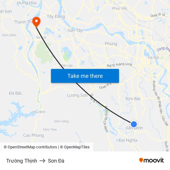 Trường Thịnh to Sơn Đà map