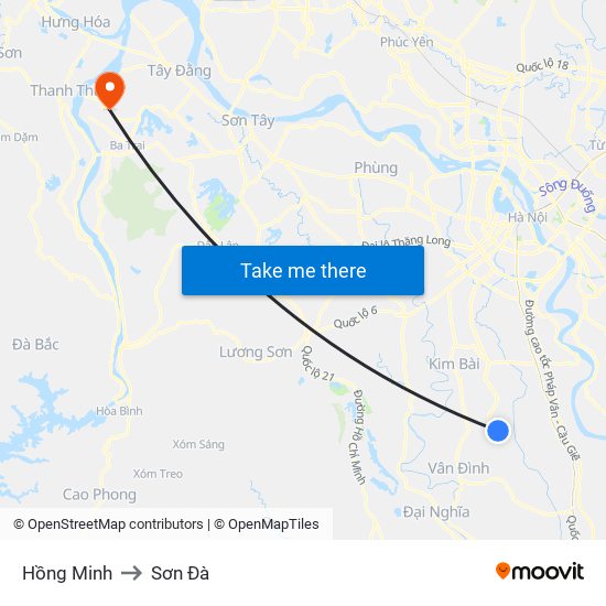 Hồng Minh to Sơn Đà map