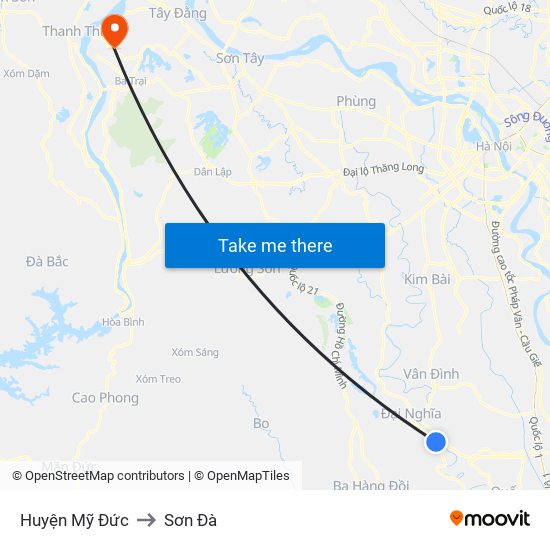 Huyện Mỹ Đức to Sơn Đà map