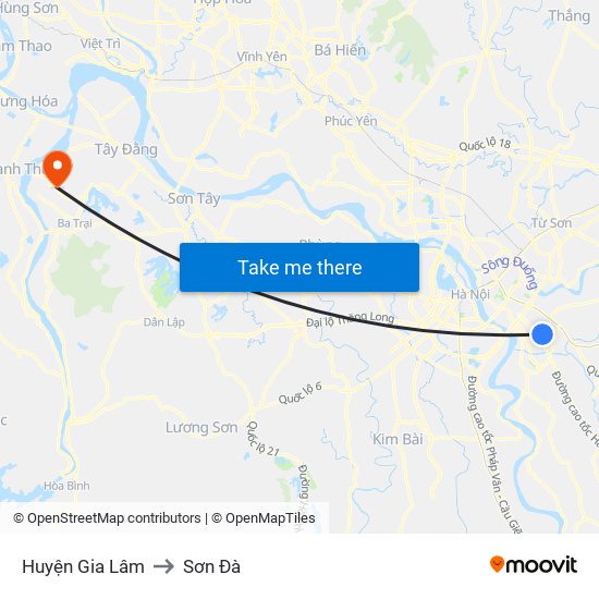 Huyện Gia Lâm to Sơn Đà map