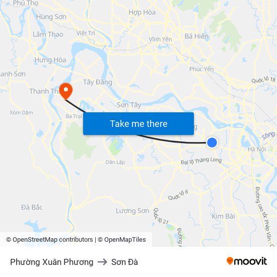 Phường Xuân Phương to Sơn Đà map