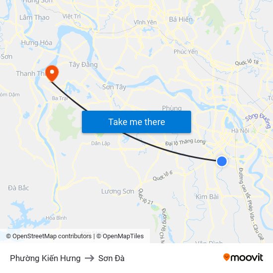 Phường Kiến Hưng to Sơn Đà map