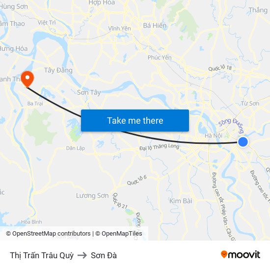 Thị Trấn Trâu Quỳ to Sơn Đà map