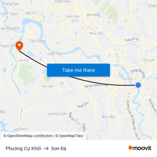 Phường Cự Khối to Sơn Đà map