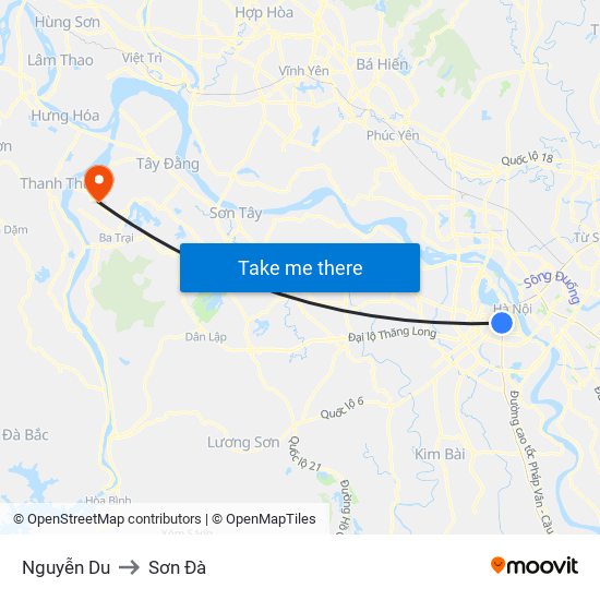 Nguyễn Du to Sơn Đà map