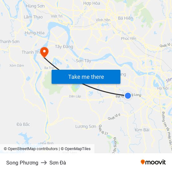 Song Phương to Sơn Đà map