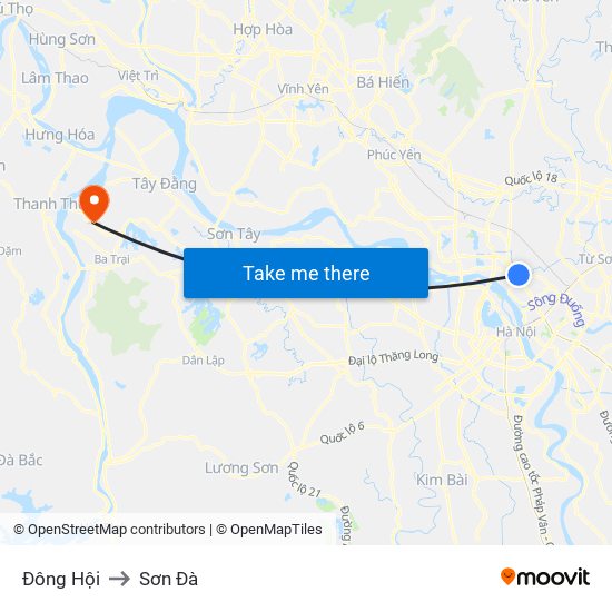 Đông Hội to Sơn Đà map