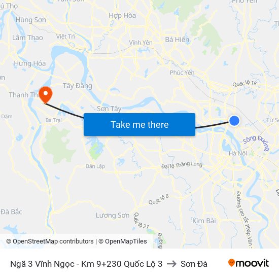 Ngã 3 Vĩnh Ngọc - Km 9+230 Quốc Lộ 3 to Sơn Đà map