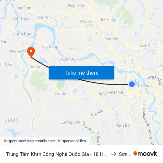 Trung Tâm Khtn Công Nghệ Quốc Gia - 18 Hoàng Quốc Việt to Sơn Đà map