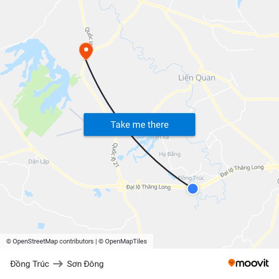 Đồng Trúc to Sơn Đông map