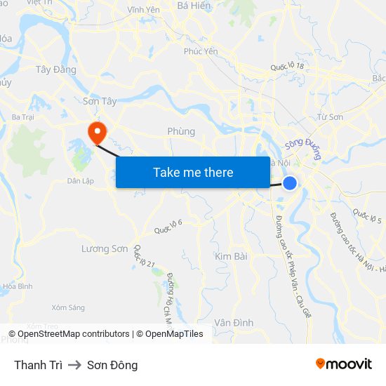 Thanh Trì to Sơn Đông map