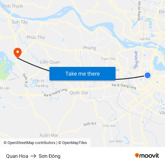 Quan Hoa to Sơn Đông map