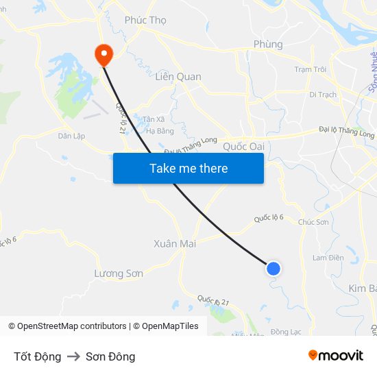 Tốt Động to Sơn Đông map