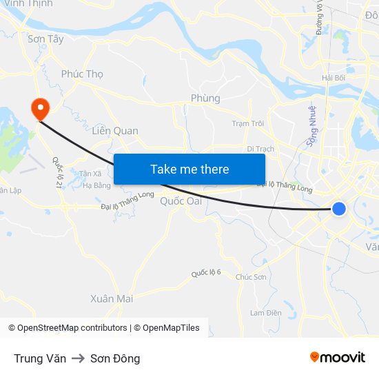 Trung Văn to Sơn Đông map