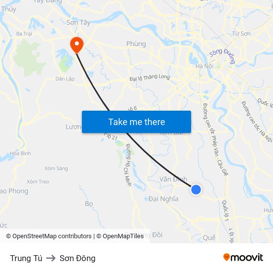 Trung Tú to Sơn Đông map