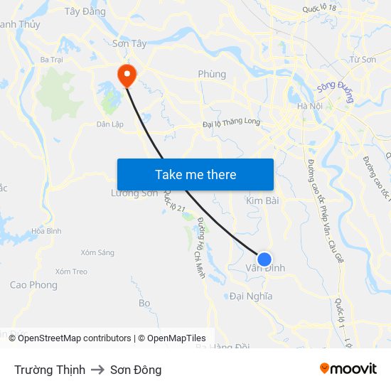 Trường Thịnh to Sơn Đông map