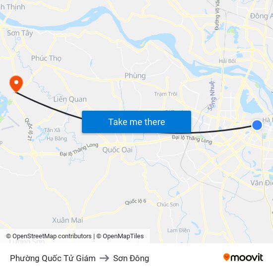 Phường Quốc Tử Giám to Sơn Đông map