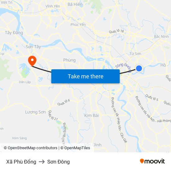 Xã Phù Đổng to Sơn Đông map