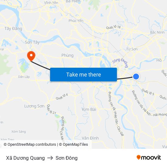 Xã Dương Quang to Sơn Đông map