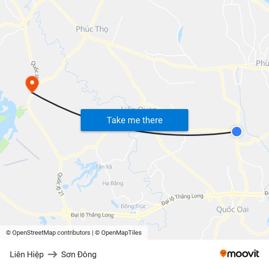 Liên Hiệp to Sơn Đông map