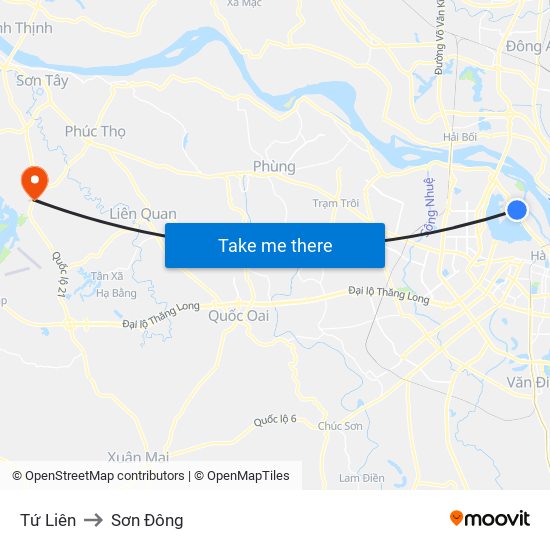 Tứ Liên to Sơn Đông map