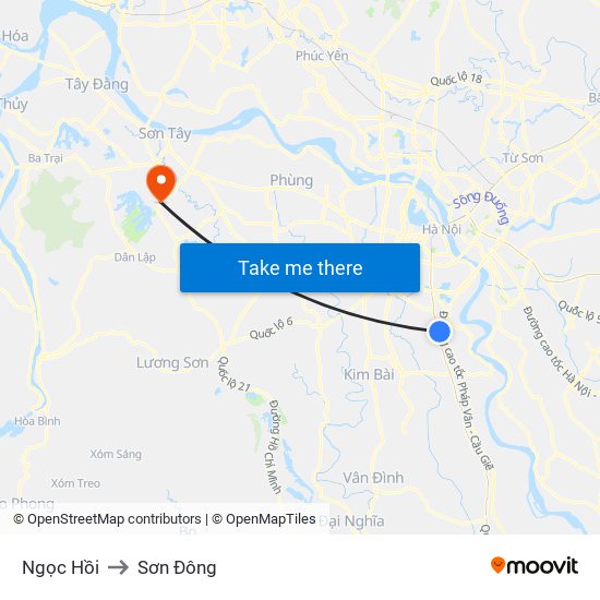 Ngọc Hồi to Sơn Đông map