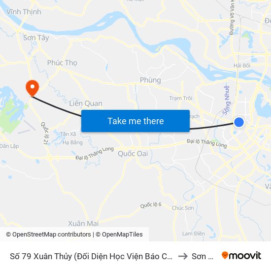 Số 79 Xuân Thủy (Đối Diện Học Viện Báo Chí Và Tuyên Truyền) to Sơn Đông map