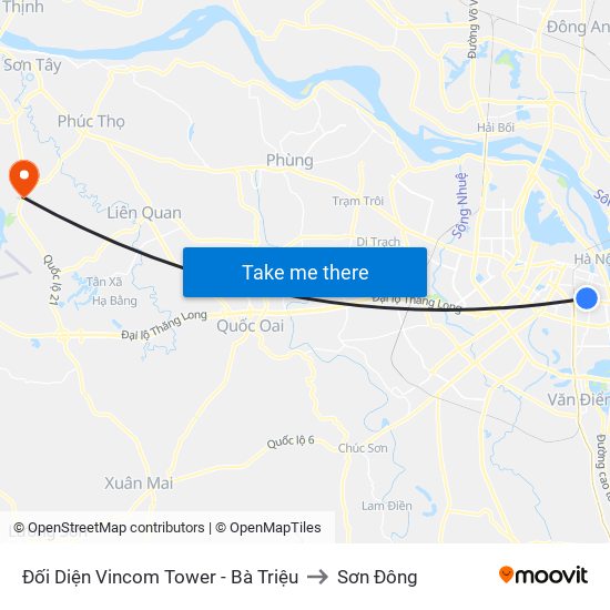 Đối Diện Vincom Tower - Bà Triệu to Sơn Đông map