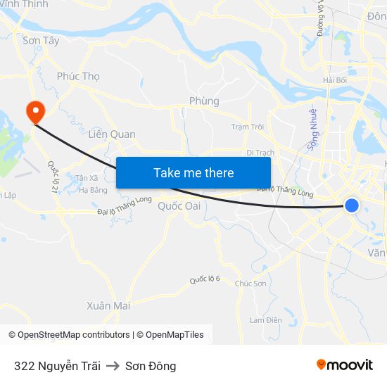 322 Nguyễn Trãi to Sơn Đông map