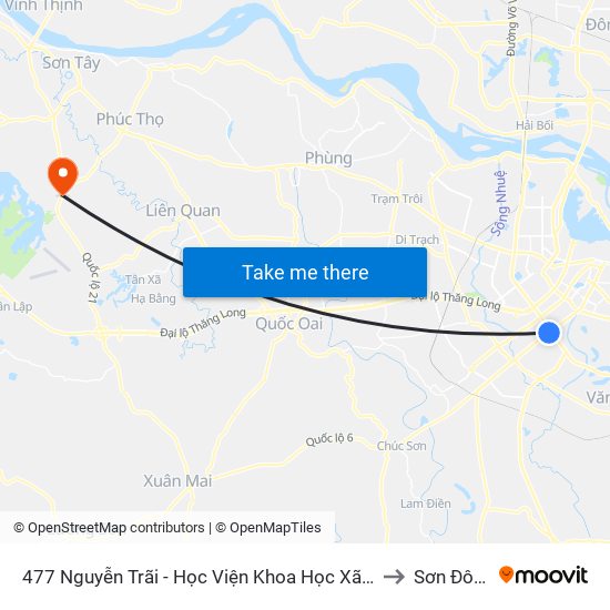 477 Nguyễn Trãi - Học Viện Khoa Học Xã Hội to Sơn Đông map