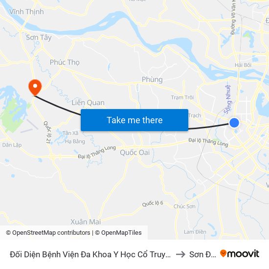 Đối Diện Bệnh Viện Đa Khoa Y Học Cổ Truyền - Phạm Hùng to Sơn Đông map