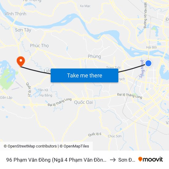 96 Phạm Văn Đồng (Ngã 4 Phạm Văn Đồng - Xuân Đỉnh) to Sơn Đông map