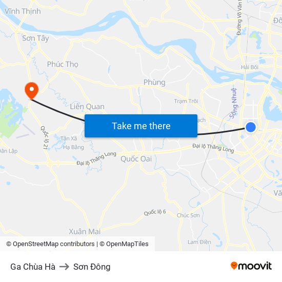 Ga Chùa Hà to Sơn Đông map