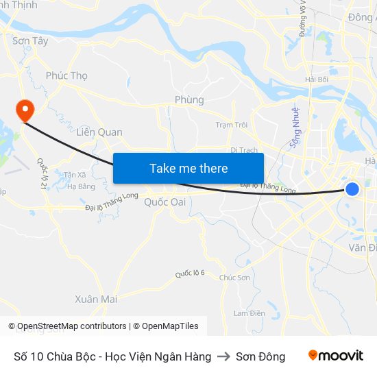 Số 10 Chùa Bộc - Học Viện Ngân Hàng to Sơn Đông map