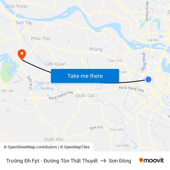 Trường Đh Fpt - Đường Tôn Thất Thuyết to Sơn Đông map