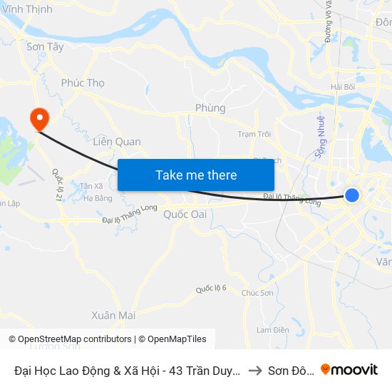 Đại Học Lao Động & Xã Hội - 43 Trần Duy Hưng to Sơn Đông map