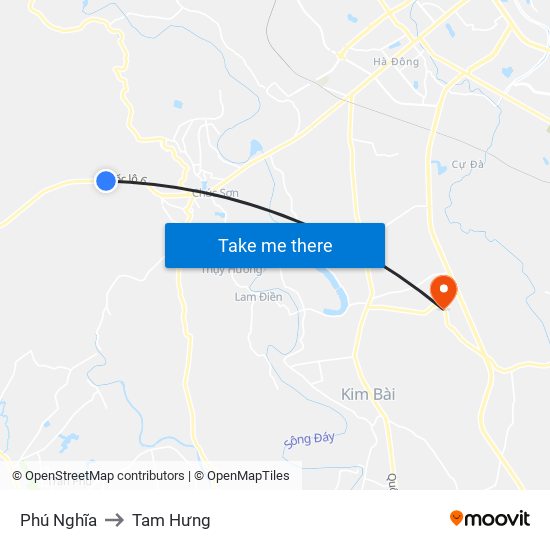 Phú Nghĩa to Tam Hưng map