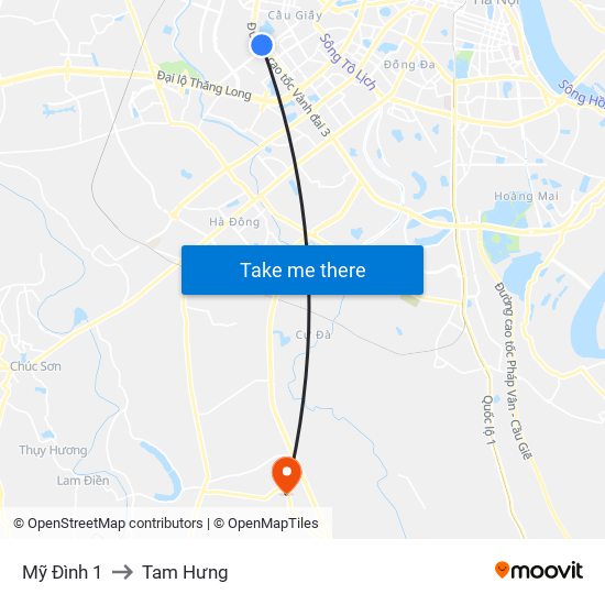 Mỹ Đình 1 to Tam Hưng map