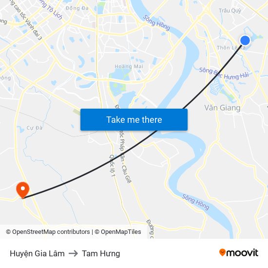 Huyện Gia Lâm to Tam Hưng map