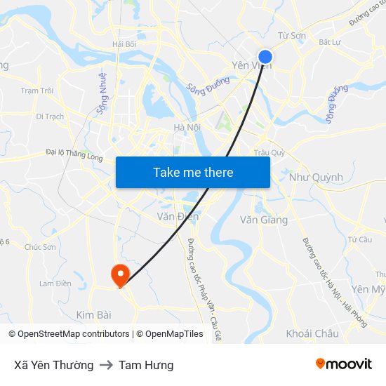 Xã Yên Thường to Tam Hưng map