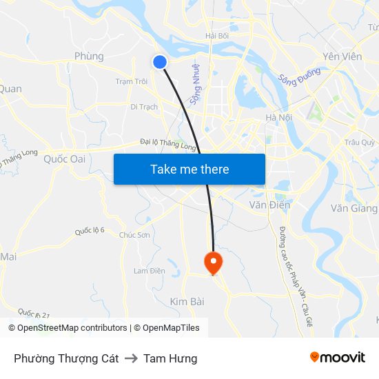 Phường Thượng Cát to Tam Hưng map
