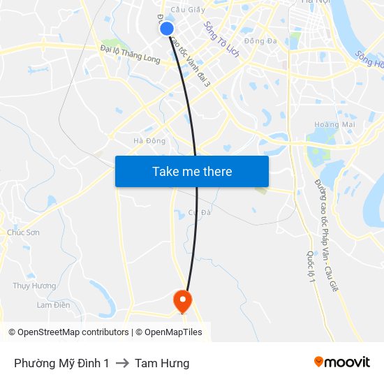 Phường Mỹ Đình 1 to Tam Hưng map