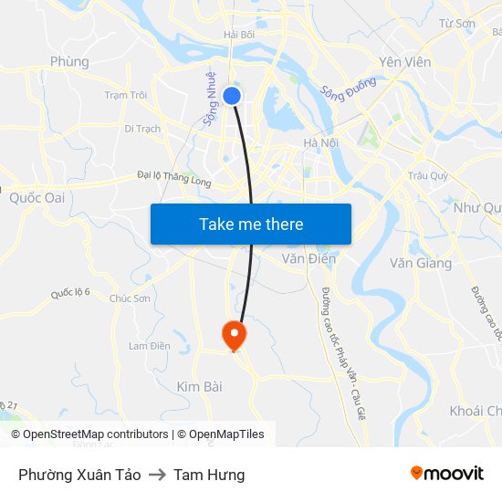 Phường Xuân Tảo to Tam Hưng map