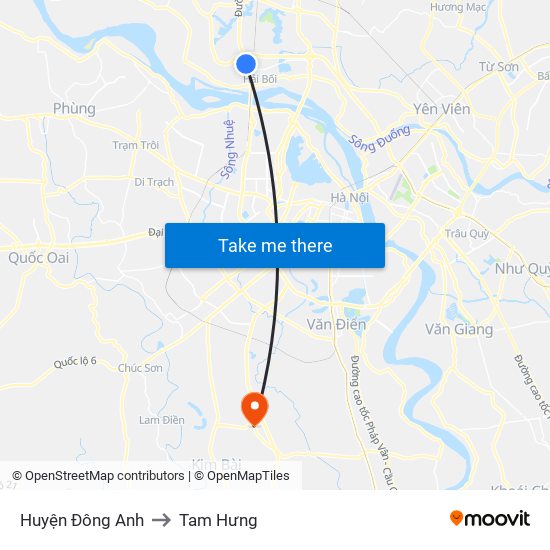 Huyện Đông Anh to Tam Hưng map