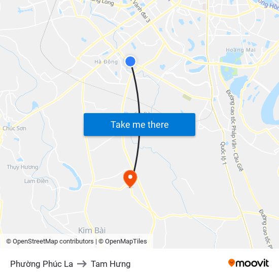 Phường Phúc La to Tam Hưng map