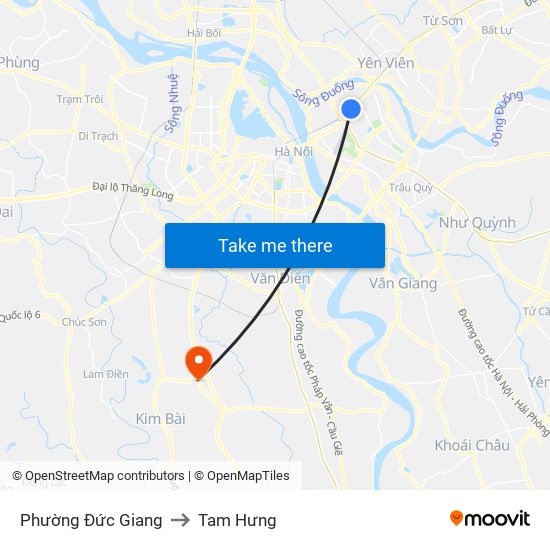 Phường Đức Giang to Tam Hưng map